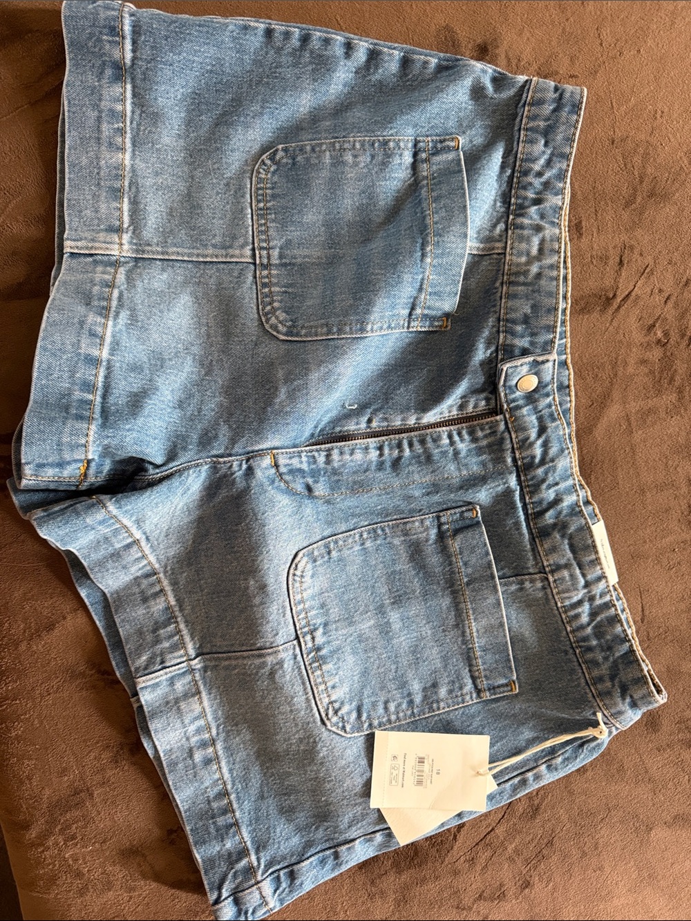 Free Assembly Classic Light Blue Denim Jean Shorts with Front Patch Pockets